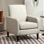Faux Linen Upholstered Accent Chair, Modern Armchair with Solid Wood Frame, Single Sofa Chair for Living Room Bedroom