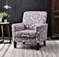 Patterned Polyester Blend Armchair, Solid Birch Wood Frame with Brown Tapered Legs, Foam Padded Accent Chair with Trim Detail for Living Room Office
