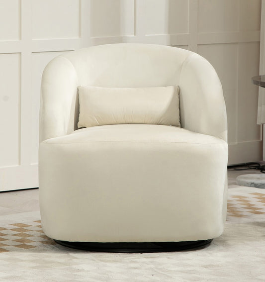 366 Degree Swivel Barrel Accent Chair, Velvet Upholstered Curved Armchair, Fully Assembled Contemporary Leisure Chair for Living Room Bedroom Office