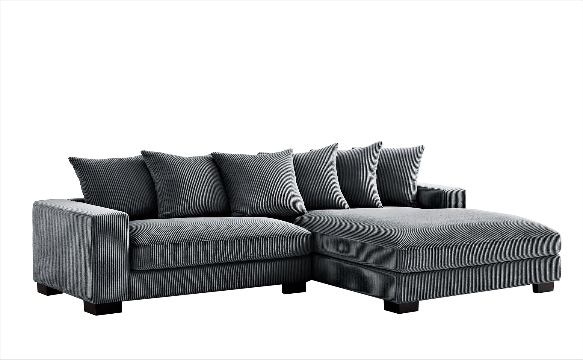 Dark Gray Corduroy L Shaped Sectional Sofa - 4 Seats