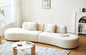 132" Curved Sofa with Throw Pillows, 6 Seater Luxury Velvet Couch with Half Moon Design and High-Density Foam, Ideal for Modern Living Room, Office & Apartment, Ivory