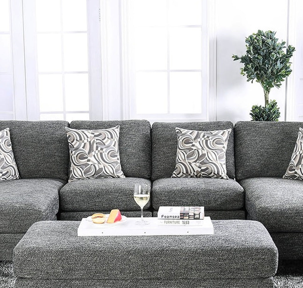 Gray Chenille Armless Accent Chair - 26"W x 36"D x 35.75"H