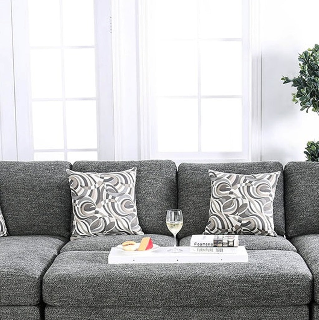 Gray Chenille Armless Accent Chair - 26"W x 36"D x 35.75"H