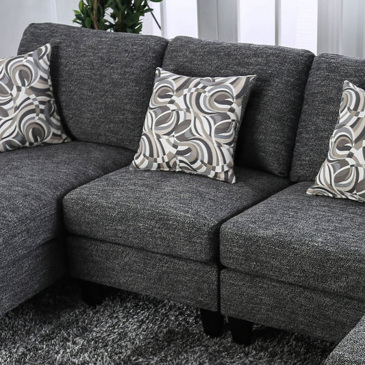 Living Room 1pc Armless Chair Transitional Style Chenille Fabric Gray Color Tappered Feet Couch Pillows
