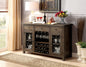 Rustic Walnut 1pc Server Solidwood Metal Functional Storage Drawers Server Scroll Details