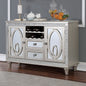 Contemporary Silver 1pc Server Solidwood Storage Drawers Mirror Tile Accents Server Dining Room Furniture