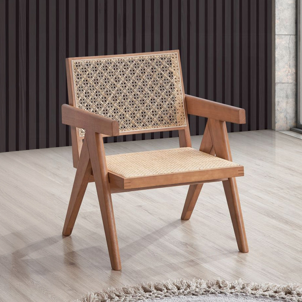 Casual Stylish Natural Finish Rattan Accent Chair 1pc Mid-Century Modern Home Furniture