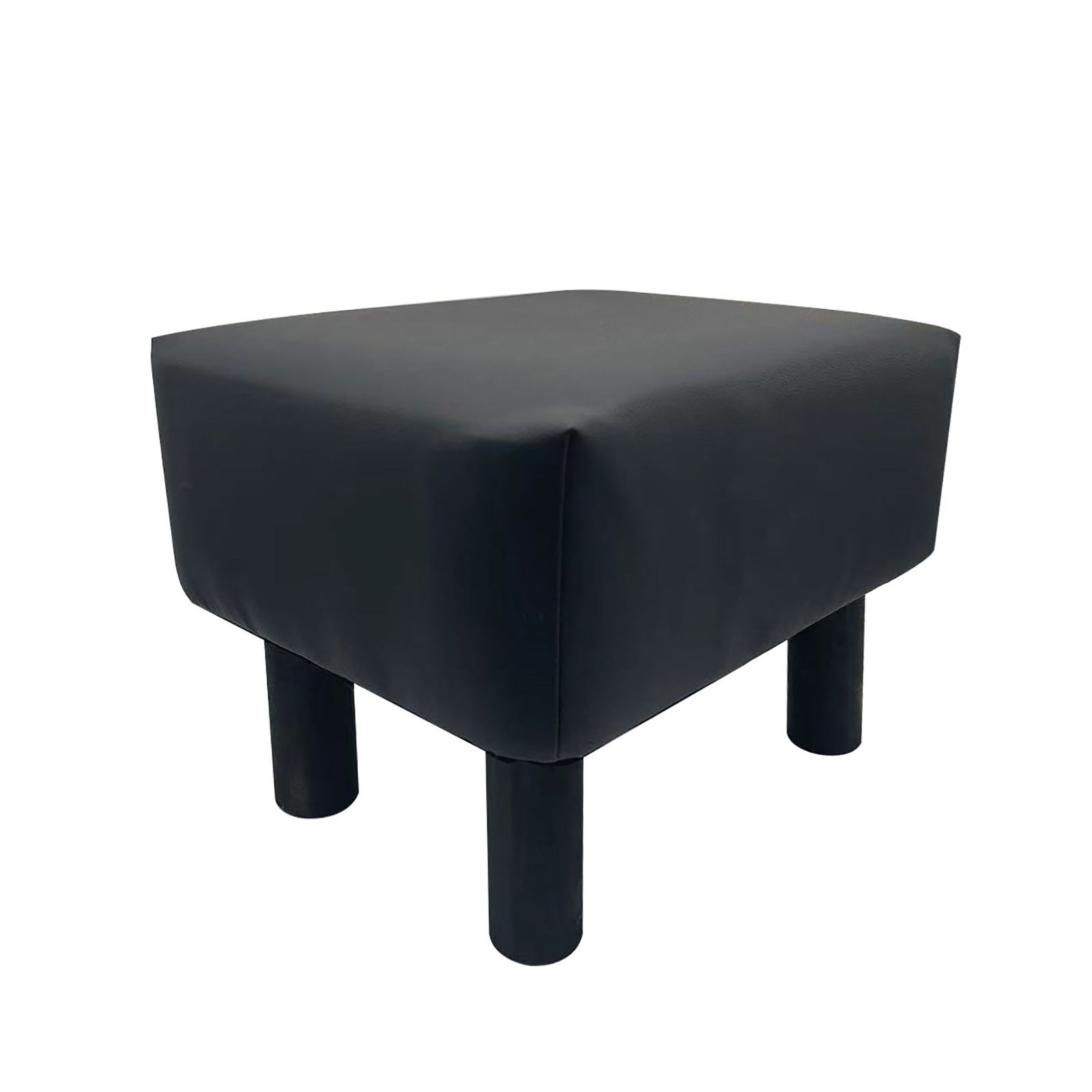 Contemporary Black Leather Footstool Set Of 2pc