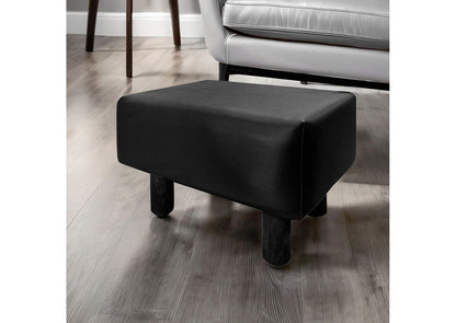 Contemporary Black Leather Footstool Set Of 2pc