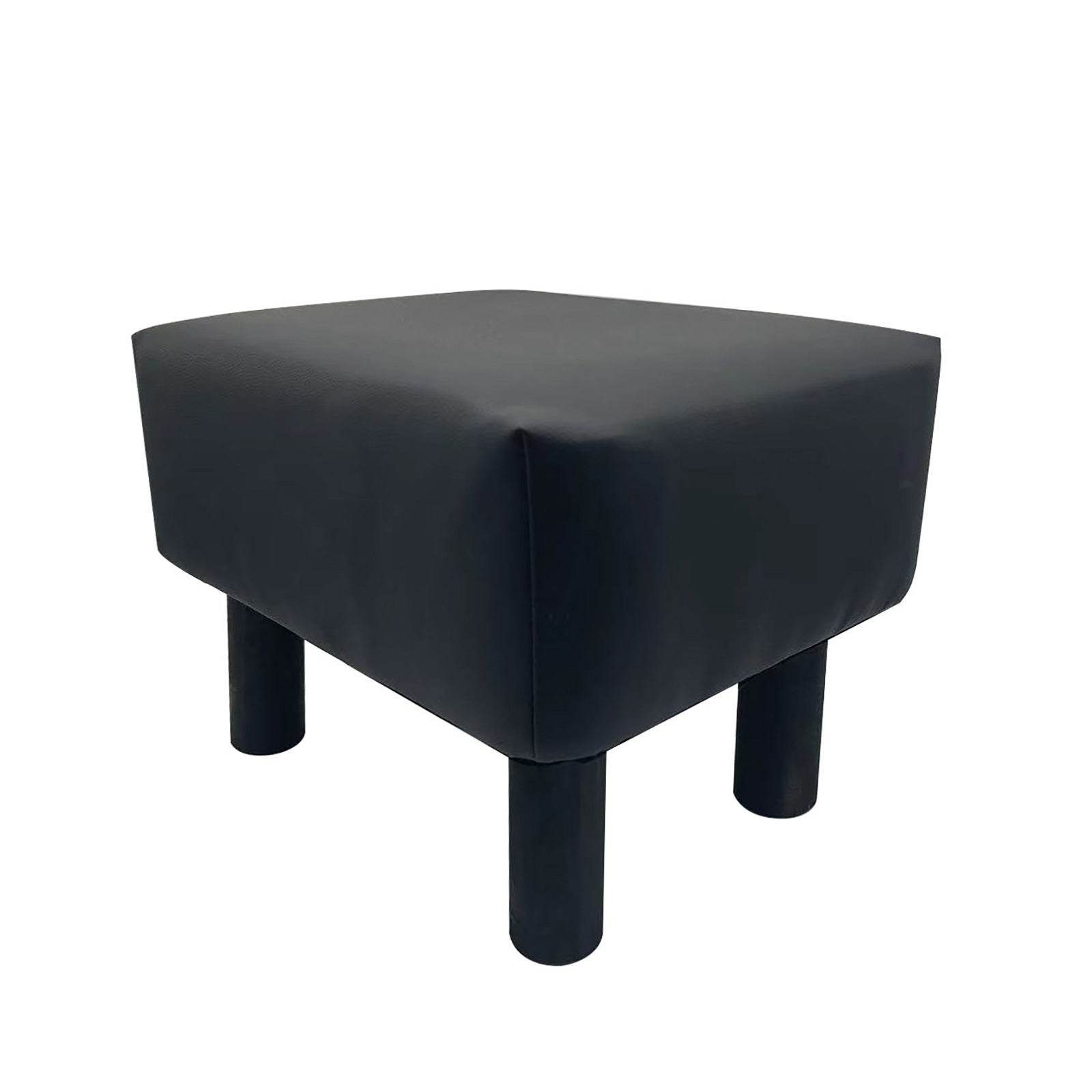 Contemporary Black Leather Footstool Set Of 2pc