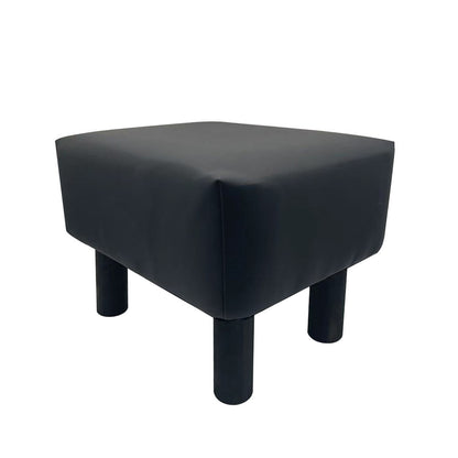 Contemporary Black Leather Footstool Set Of 2pc