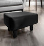 Contemporary Footstool Set Of 2pc, Black Upholstery And Wooden Legs