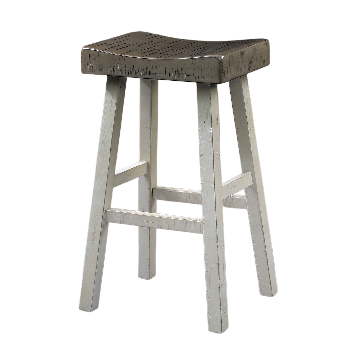 Solid Wood Dining Chair Set in White and Gray for Living Room
