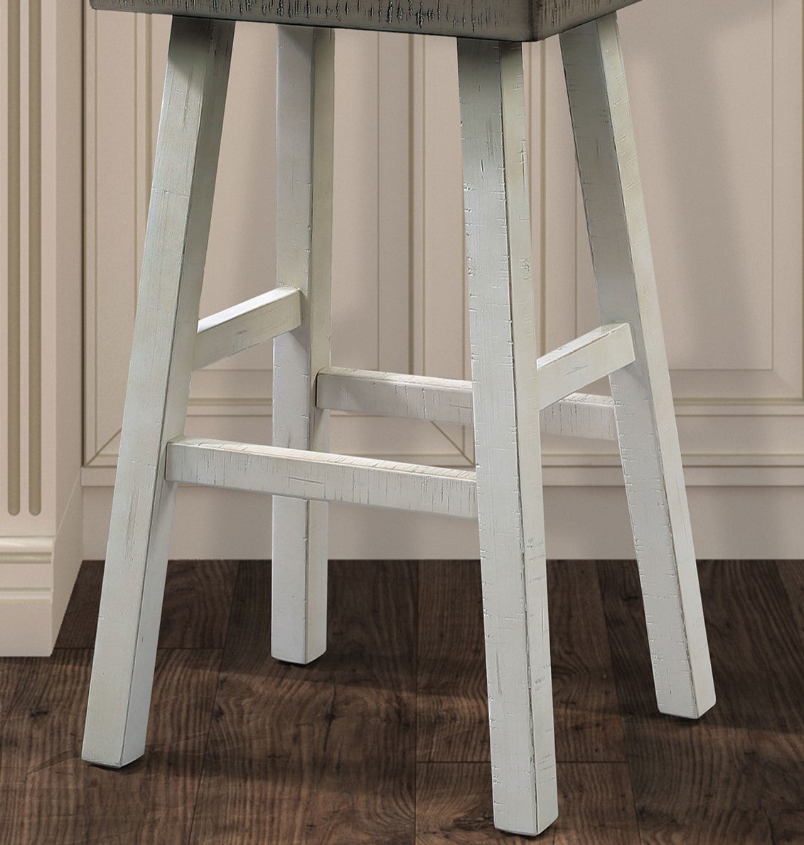 Solid Wood Dining Chair Set in White and Gray for Living Room