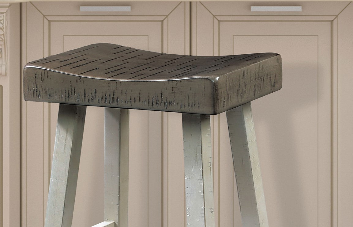 Solid Wood Dining Chair Set in White and Gray for Living Room