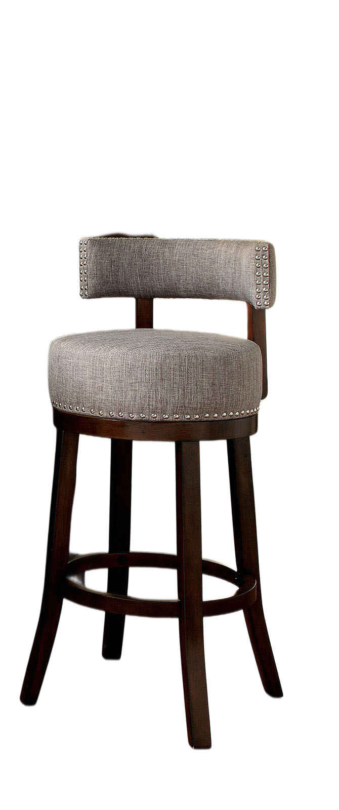 Dark Oak Light Gray 25" Swivel Bar Stool - Kitchen Accent Chair
