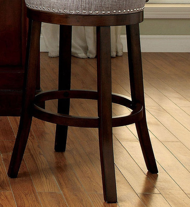 Dark Oak Light Gray 25" Swivel Bar Stool - Kitchen Accent Chair