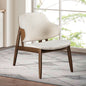 Modern Mid-Century Accent Chair With Wingback Walnut/Beige