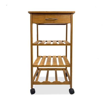 Modern Bamboo Trolley - 3 Shelf Storage Cart