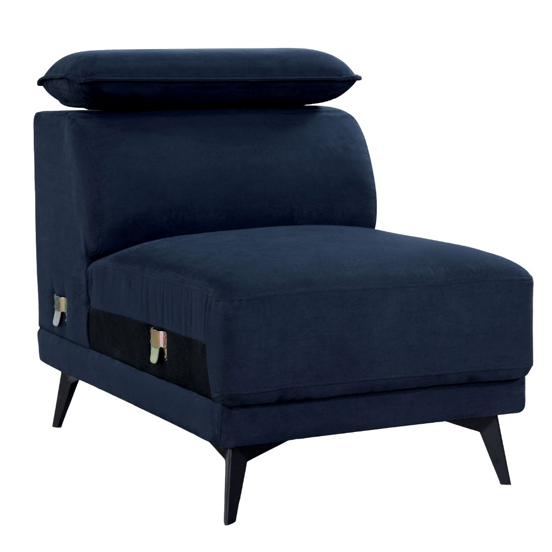 Navy Fabric Armless Chair - Contemporary Style