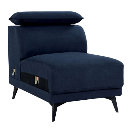 Navy Fabric Armless Chair - Contemporary Style