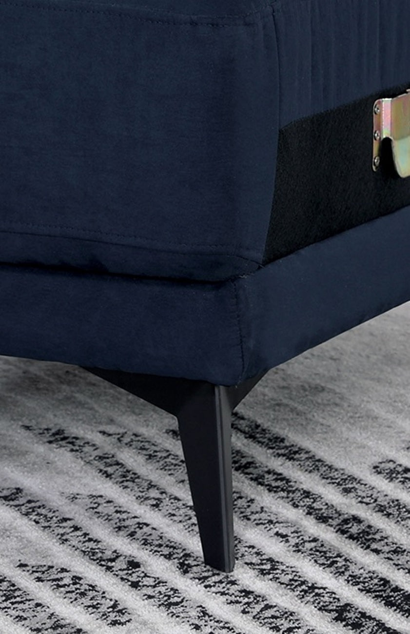 Navy Fabric Armless Chair - Contemporary Style