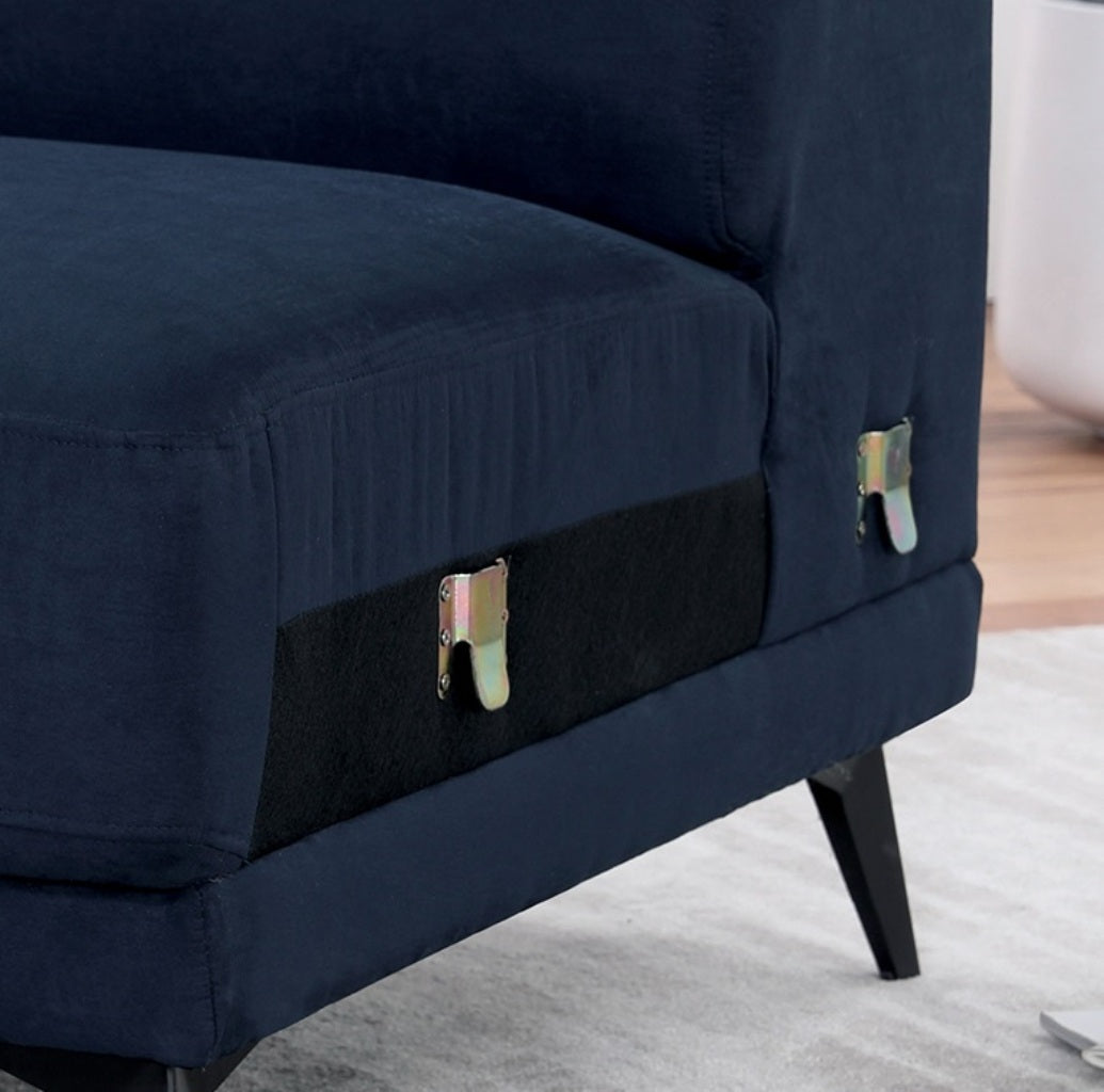 Navy Fabric Armless Chair - Contemporary Style