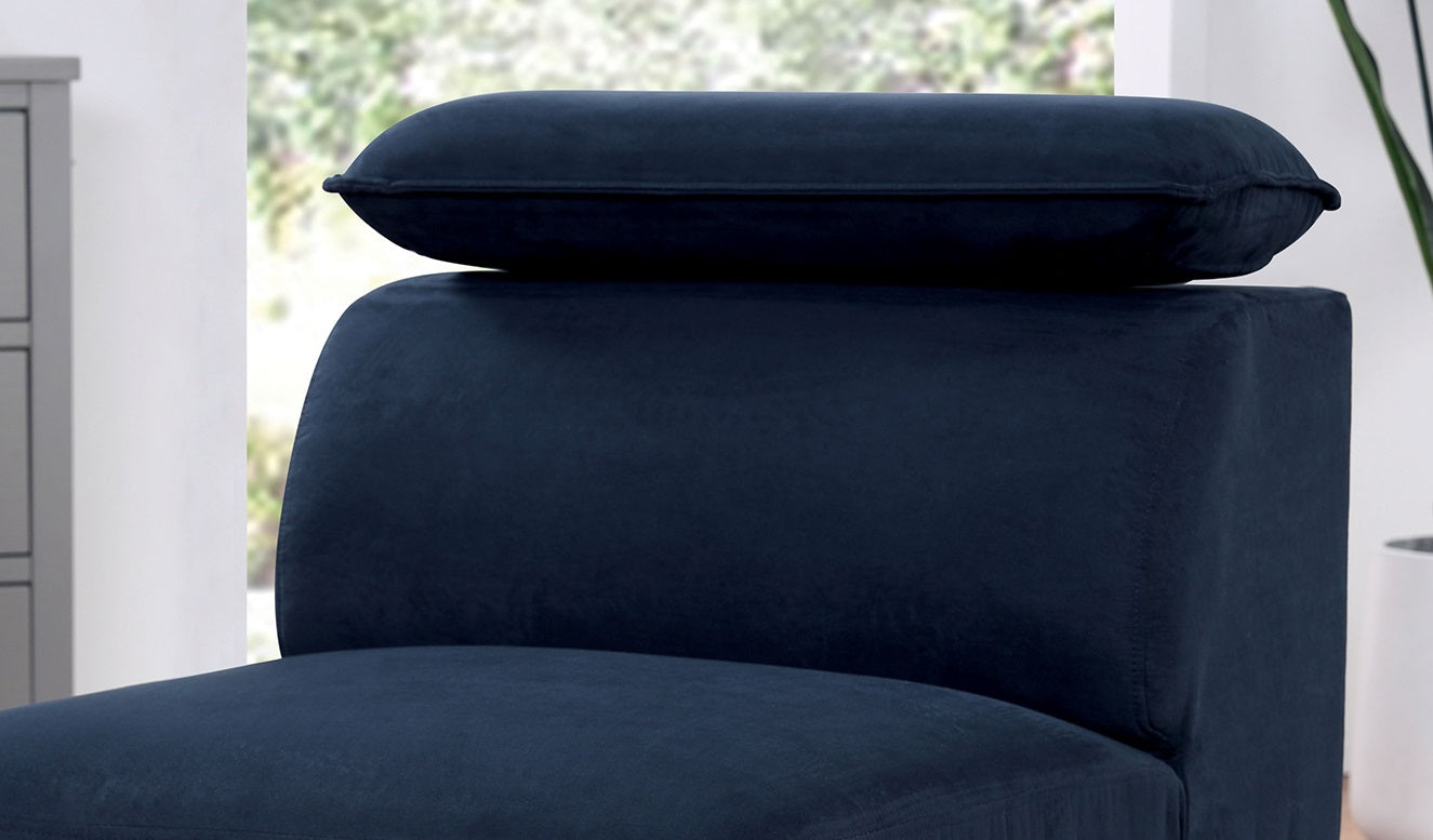 Navy Fabric Armless Chair - Contemporary Style