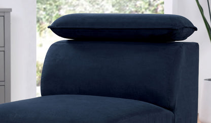 Navy Fabric Armless Chair - Contemporary Style