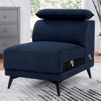 Navy Fabric Armless Chair - Contemporary Style