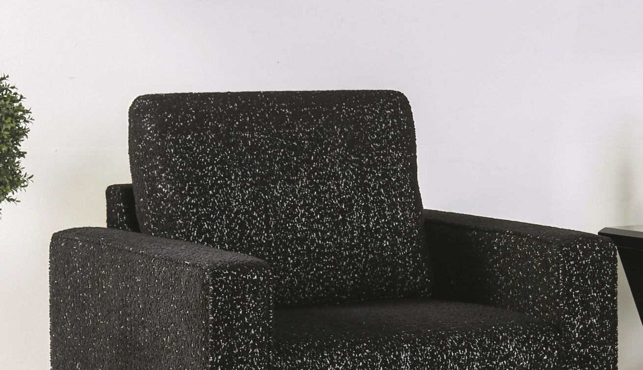Black Boucle Accent Chair - Contemporary Style for Living Room