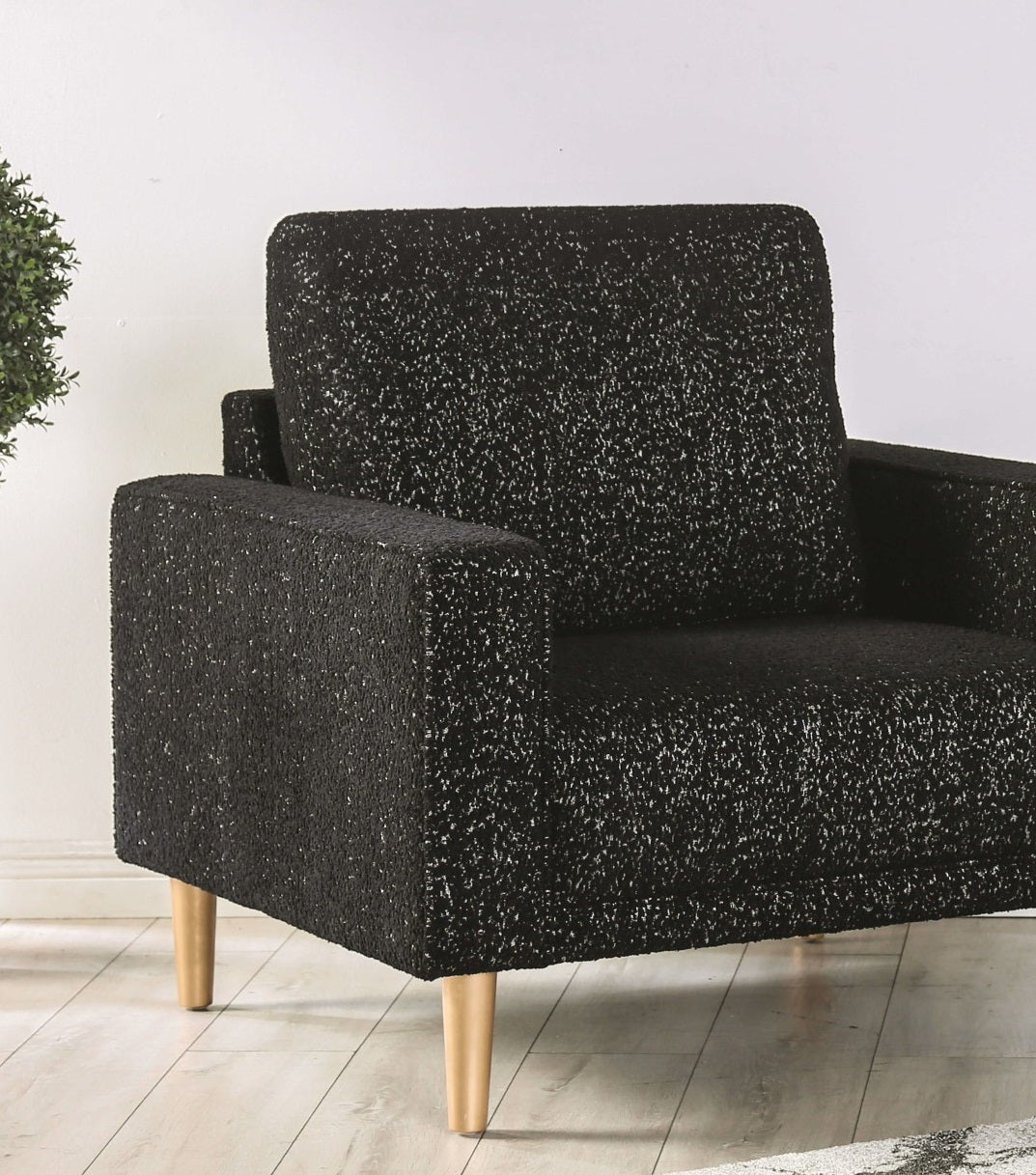 Black Boucle Accent Chair - Contemporary Style for Living Room