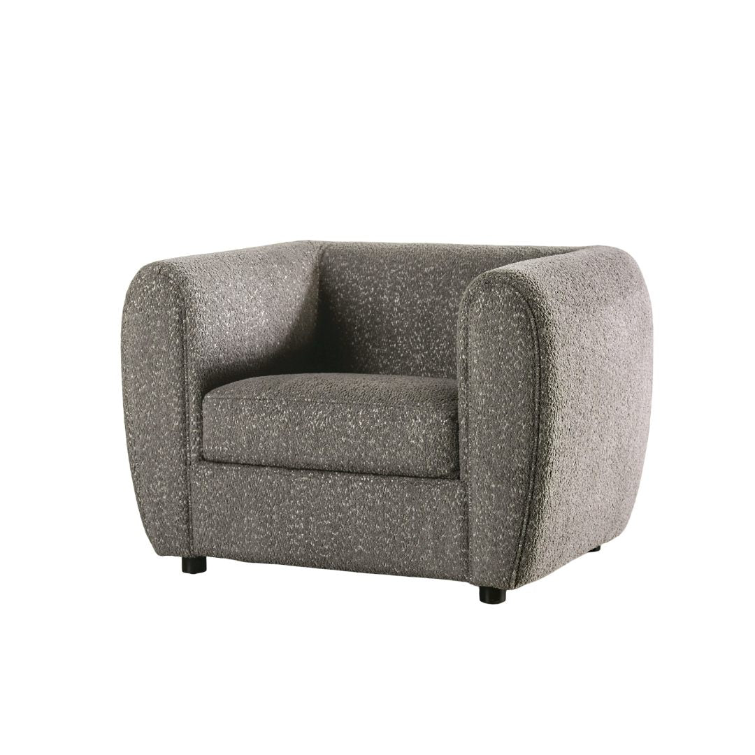 Gray Boucle Accent Chair Contemporary Style Wooden Legs