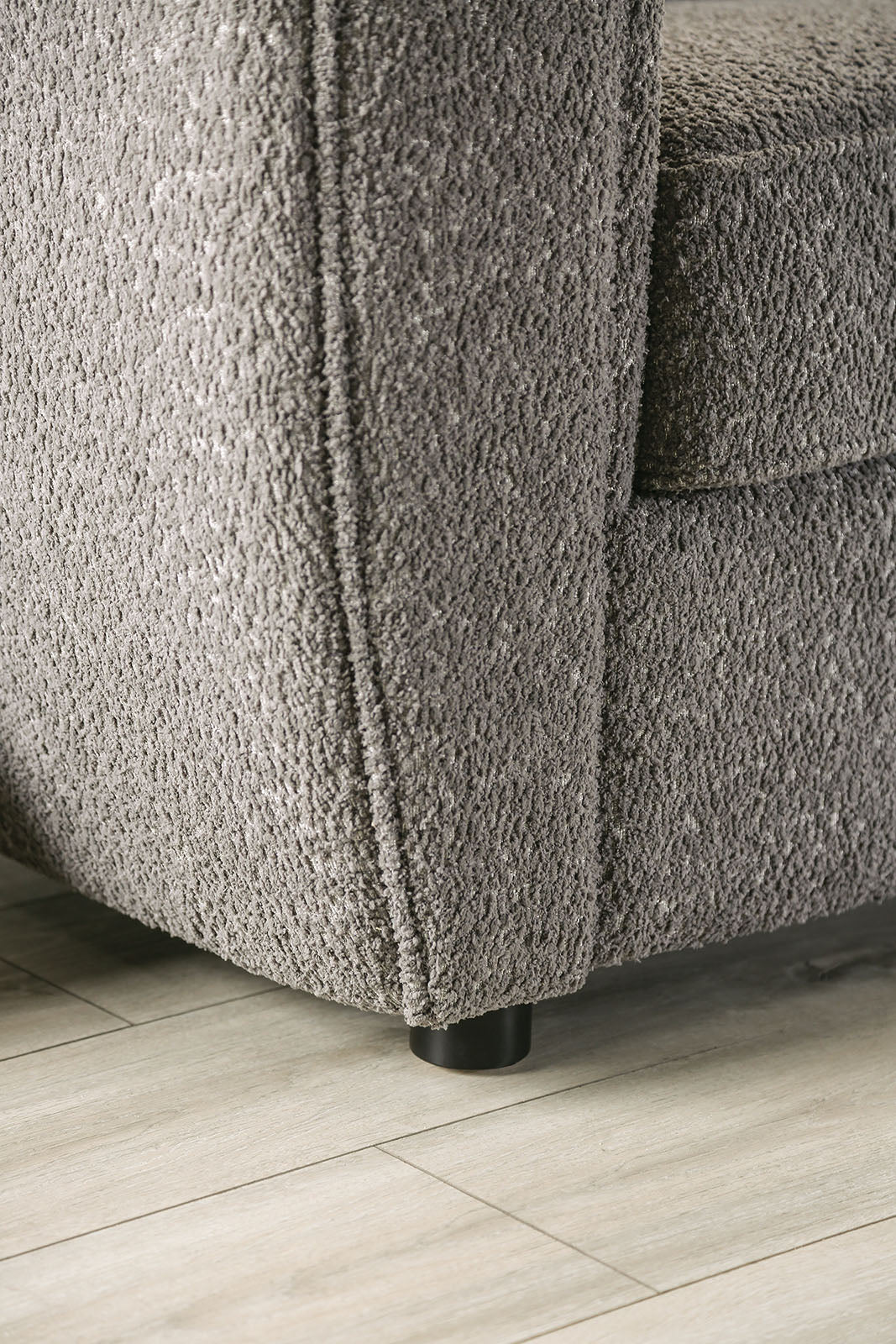Gray Boucle Accent Chair Contemporary Style Wooden Legs