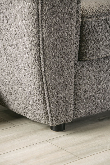 Gray Boucle Accent Chair Contemporary Style Wooden Legs