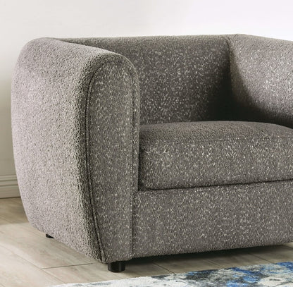 Gray Boucle Accent Chair Contemporary Style Wooden Legs