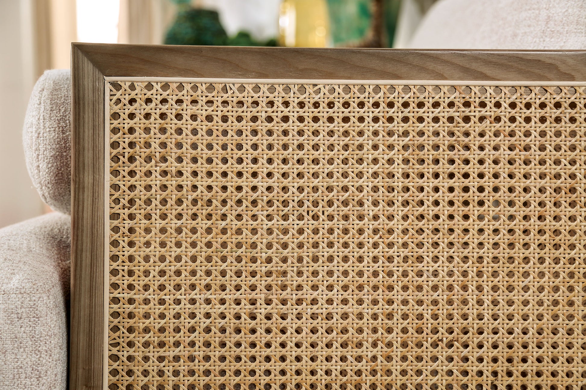 Beige Light Oak Mid-Century Accent Chair for Living Room