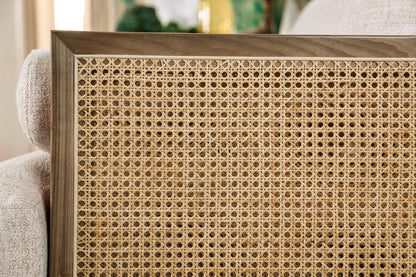 Beige Light Oak Mid-Century Accent Chair for Living Room