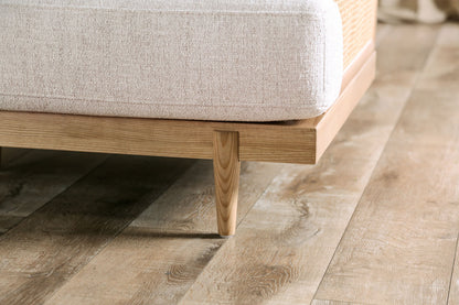 Beige Light Oak Mid-Century Accent Chair for Living Room
