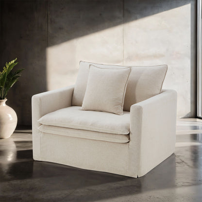 Taupe Traditional Accent Chair with Linen Upholstery for Living Room