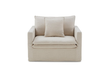 Taupe Traditional Accent Chair with Linen Upholstery for Living Room
