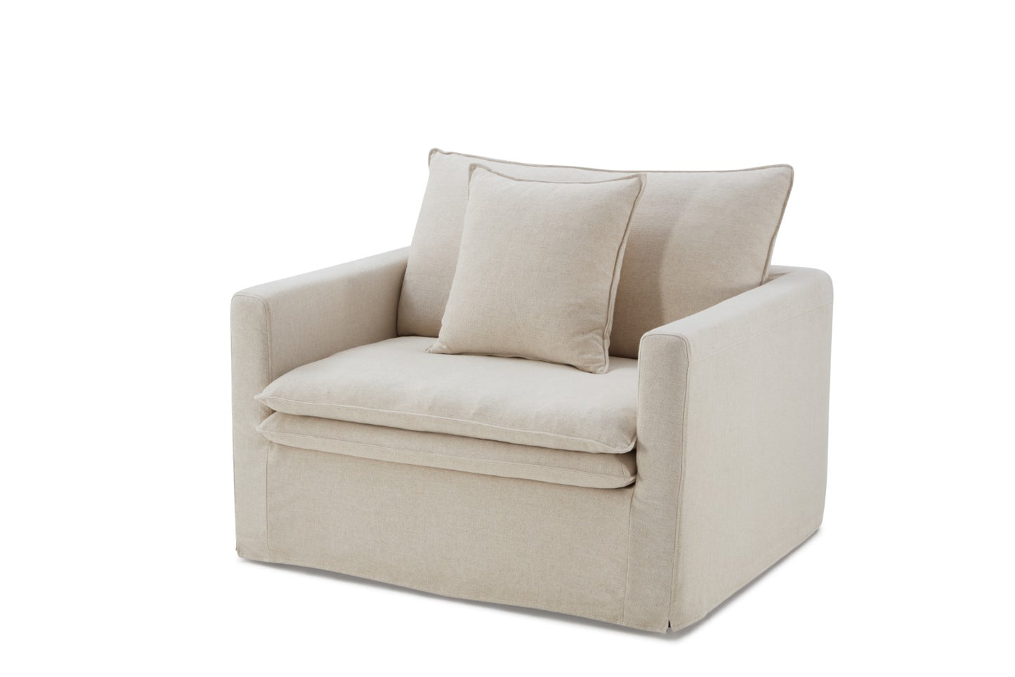 Taupe Traditional Accent Chair with Linen Upholstery for Living Room