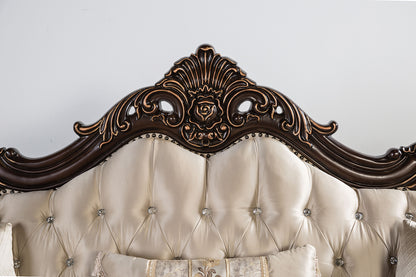 Traditional Leather Accent Chair Dark Cherry Beige for Living Room