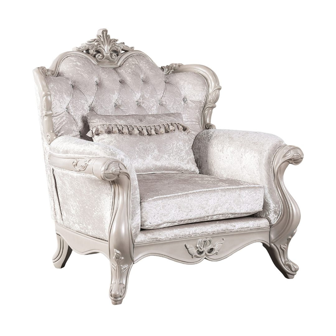 Off White Traditional Fabric Accent Chair