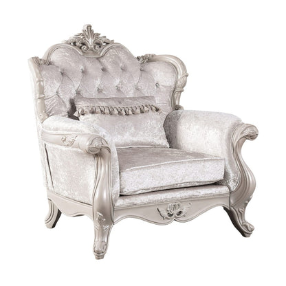 Off White Traditional Fabric Accent Chair