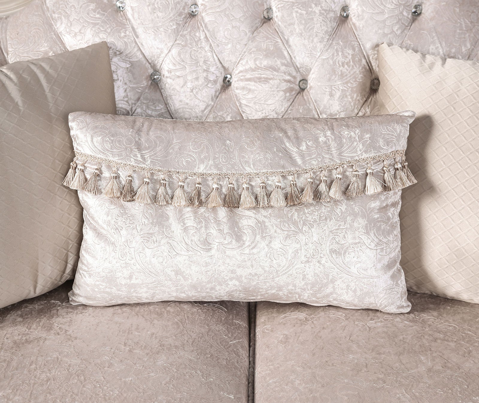 Off White Traditional Fabric Accent Chair