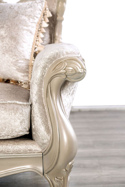 Off White Traditional Fabric Accent Chair