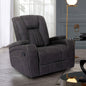 Transitional Style Glider Recliner Channel Back And Seat Design Cup Holder Lift Up Armrest Dark Gray Finish