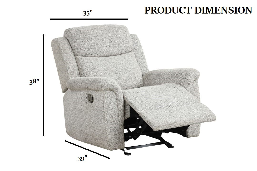 Light Gray Contemporary Glider Recliner - 35" Primary Living Room