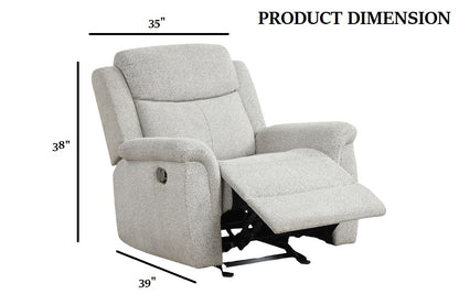 Light Gray Contemporary Glider Recliner - 35" Primary Living Room